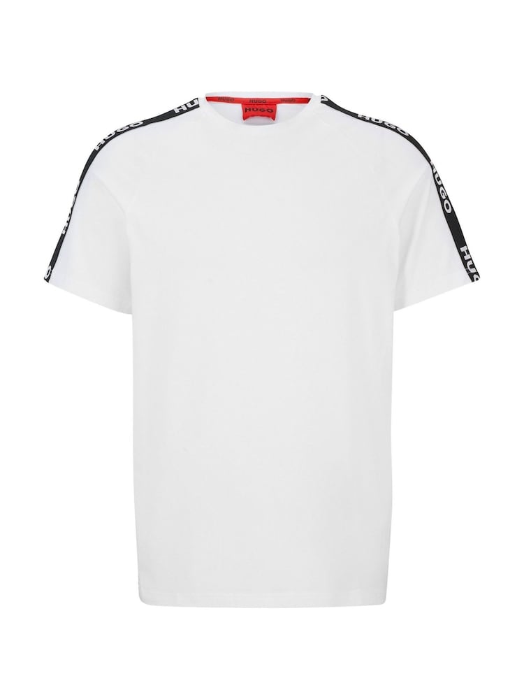 HUGO White Logo Tape Relaxed Fit Stretch Cotton T-Shirt - Image 5 of 5