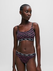 HUGO brassières violettes en coton stretch avec bande à logo - Image 1 of 5