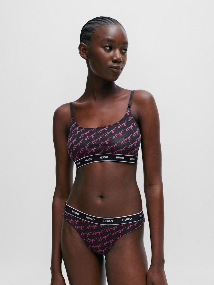 HUGO brassières violettes en coton stretch avec bande à logo - Image 1 of 5
