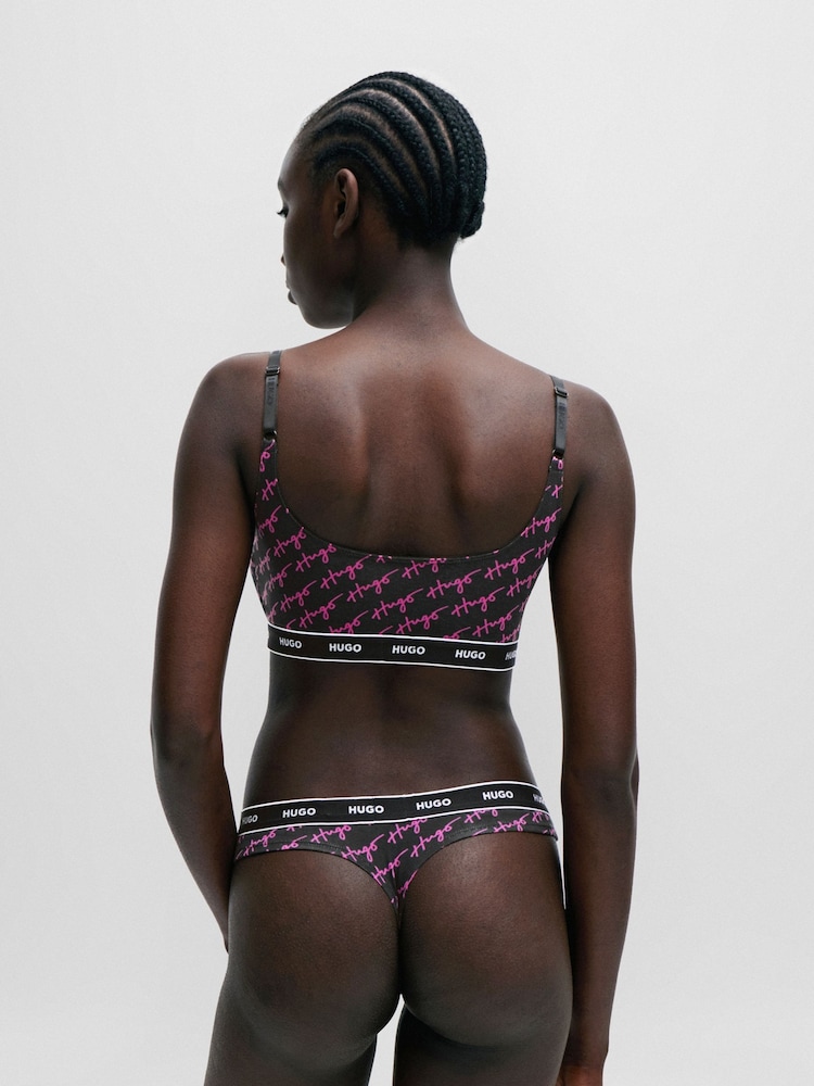 HUGO brassières violettes en coton stretch avec bande à logo - Image 2 of 5