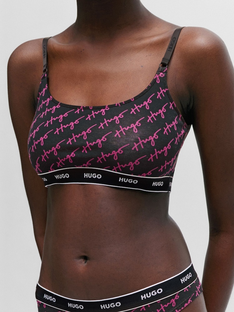 HUGO brassières violettes en coton stretch avec bande à logo - Image 3 of 5