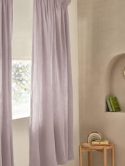 Lilac Purple 100% Cotton Crinkle Pencil Pleat Curtains - Image 1 of 5