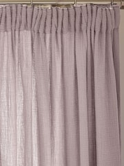 Lilac Purple 100% Cotton Crinkle Pencil Pleat Curtains - Image 2 of 5