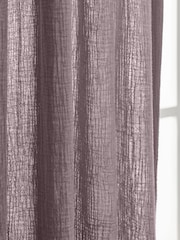 Lilac Purple 100% Cotton Crinkle Pencil Pleat Curtains - Image 3 of 5