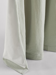 Sage Green 100% Cotton Crinkle Pencil Pleat Curtains - Image 6 of 7