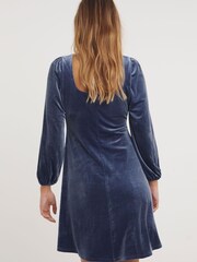 Simply Be Blue Ruched Front Velour Tea Dress - Image 2 of 4