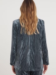 Simply Be Grey Crushed Velour Blazer - Image 2 of 4