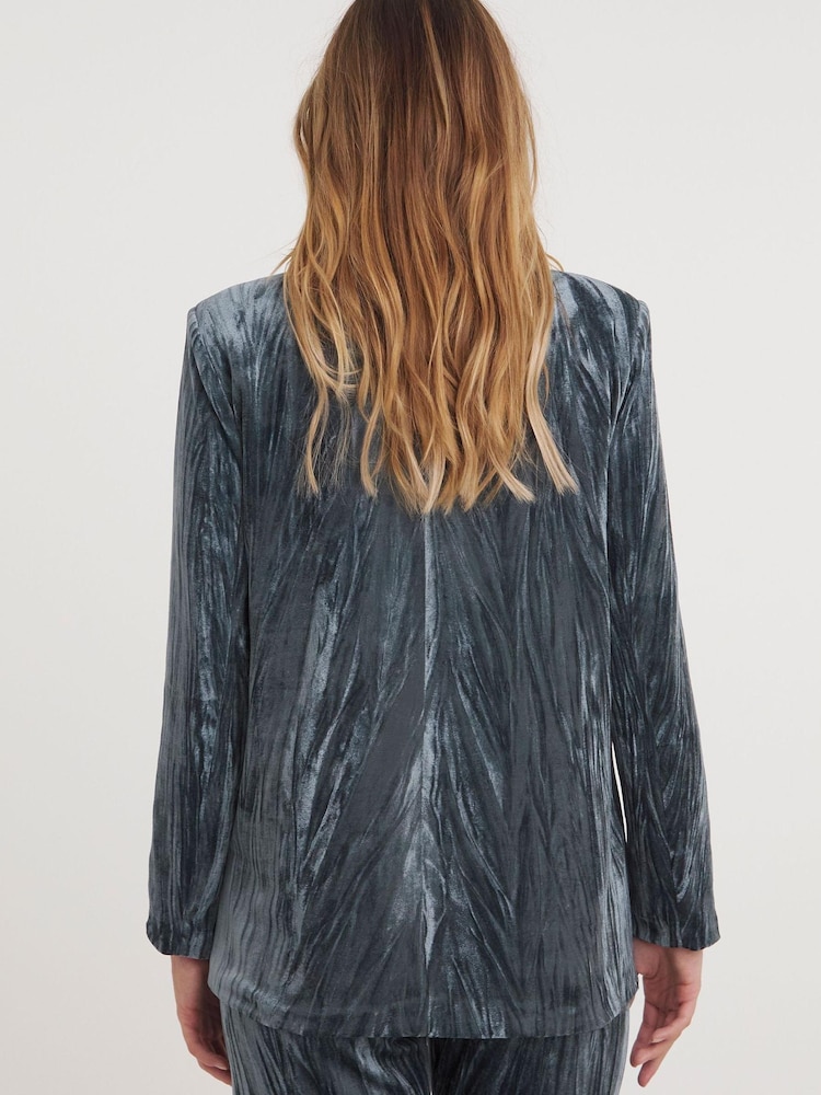 Simply Be Grey Crushed Velour Blazer - Image 2 of 4 Simply Be Grey Crushed Velour Blazer - Image 2 of 4