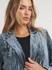 Simply Be Grey Crushed Velour Blazer - Image 4 of 4