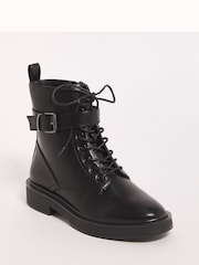 Simply Be Black Extra Wide Fit Classic Lace-Up Ankle Boots - Image 2 of 3