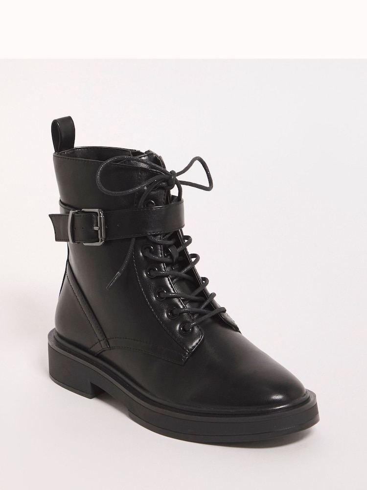 Simply Be Black Extra Wide Fit Classic Lace-Up Ankle Boots - Image 2 of 3