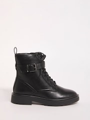 Simply Be Black Standard/Wide Fit Classic Lace-Up Ankle Boots - Image 1 of 3
