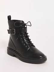 Simply Be Black Standard/Wide Fit Classic Lace-Up Ankle Boots - Image 2 of 3