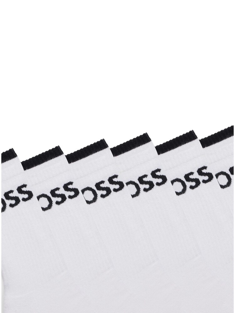 BOSS White Six-Pack of Ribbed Short Socks in a Cotton Blend - Image 5 of 5