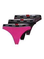 HUGO Purple Stretch-Cotton Thongs Pack Of 3 With Logo Waistbands - Image 1 of 5