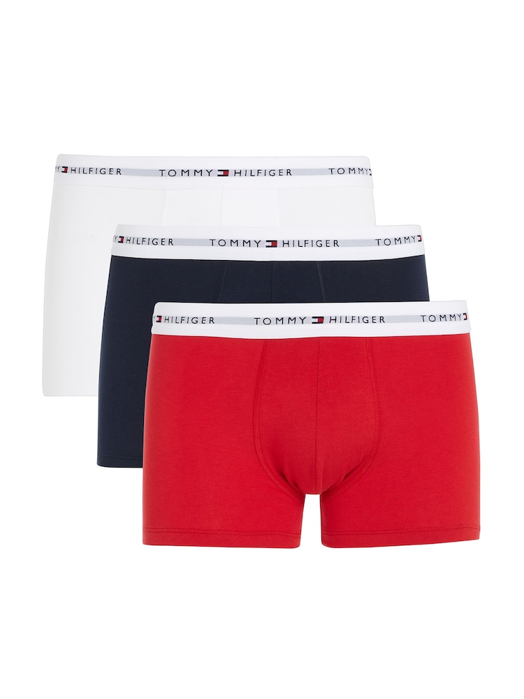 Tommy Hilfiger Blue Blue Signature Cotton Essential Boxers 3 Pack - Image 1 of 4 Tommy Hilfiger Blue Blue Signature Cotton Essential Boxers 3 Pack - Image 1 of 4