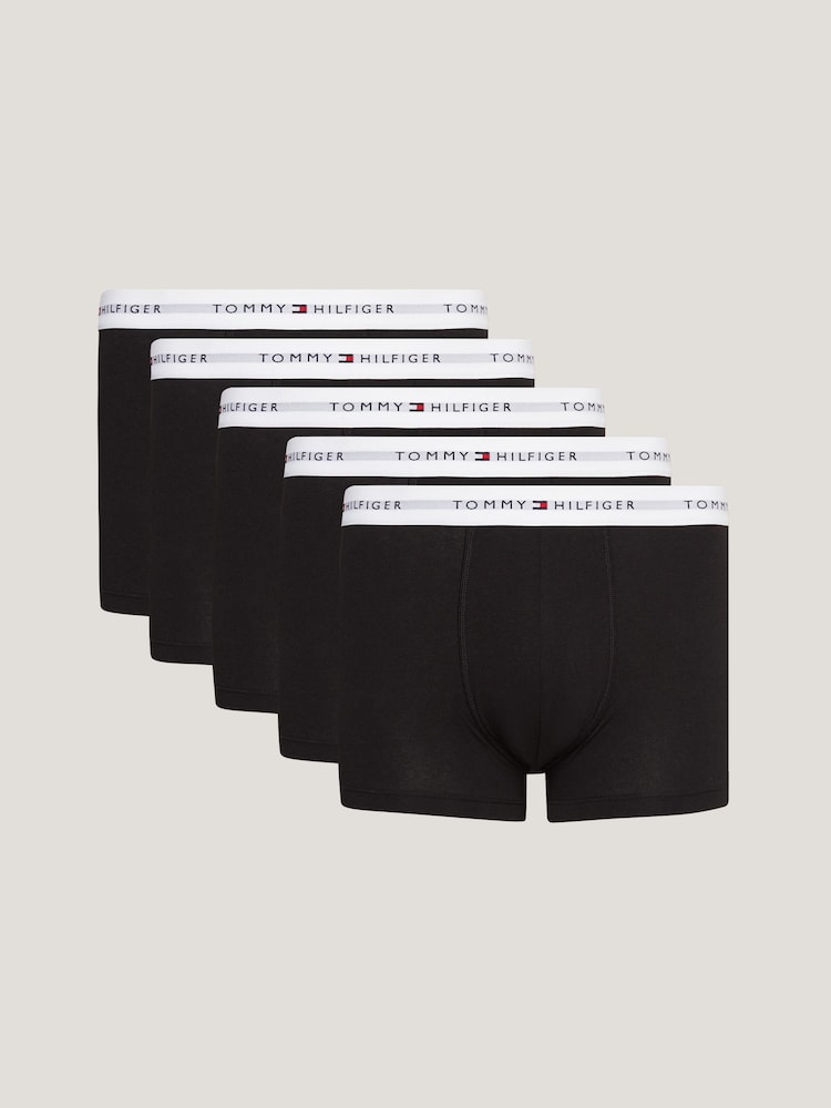 Tommy Hilfiger Black Signature Cotton Essential Trunks 5 Pack - Image 1 of 4