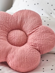 Pink Textured Daisy 100% Cotton Cushion - Image 2 of 4