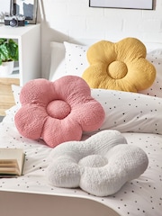 Pink Textured Daisy 100% Cotton Cushion - Image 3 of 4