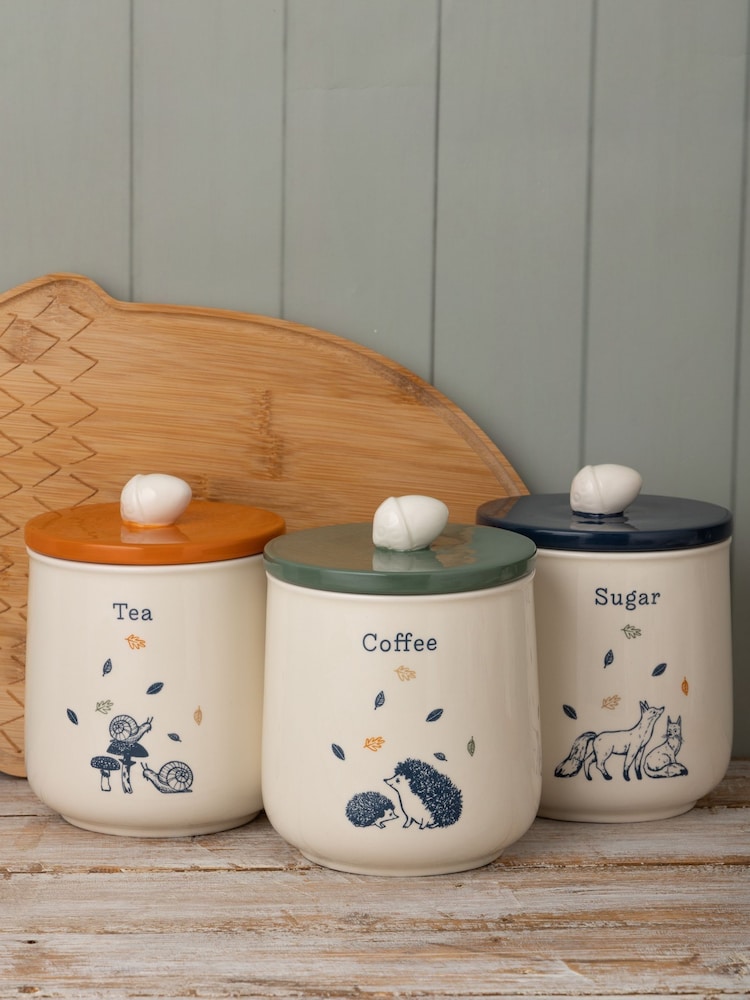 Price & Kensington. Black Woodland Tea, Coffee & Sugar Storage Jars - Image 1 of 2