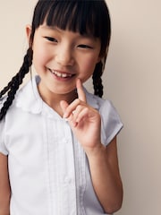 White Cotton Rich Scalloped Collar School Shirt (3-14yrs) - Image 5 of 9
