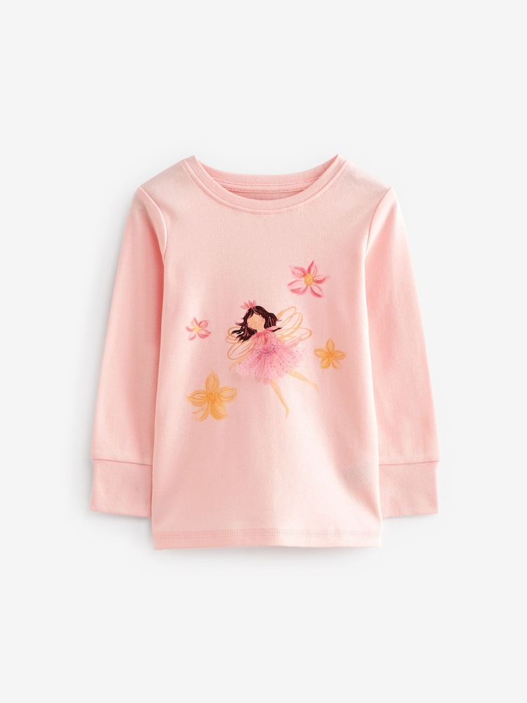 Pink/Cream Fairy Long Sleeve Snuggle Pyjamas 3 Pack (9mths-16yrs) - Image 10 of 15