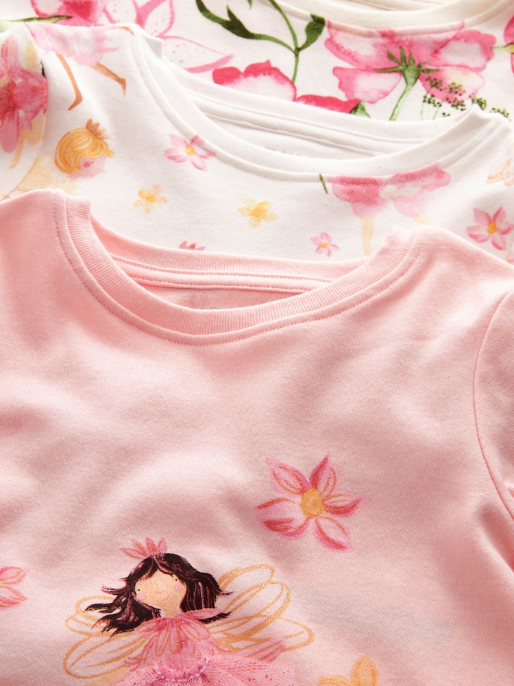 Pink/Cream Fairy Long Sleeve Snuggle Pyjamas 3 Pack (9mths-16yrs) - Image 15 of 15