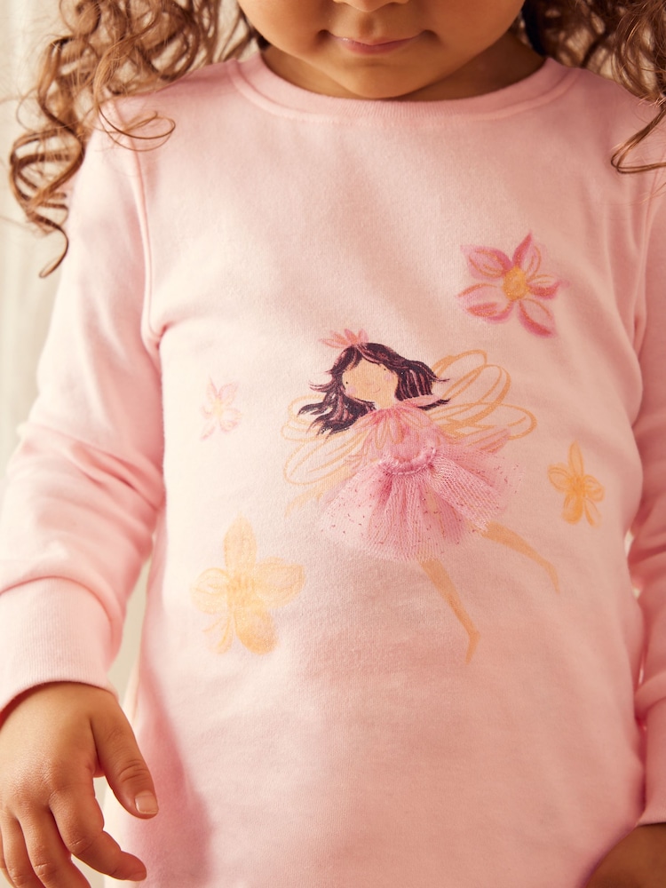 Pink/Cream Fairy Long Sleeve Snuggle Pyjamas 3 Pack (9mths-16yrs) - Image 5 of 15