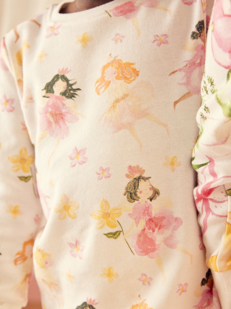 Pink/Cream Fairy Long Sleeve Snuggle Pyjamas 3 Pack (9mths-16yrs) - Image 7 of 15