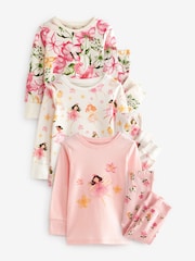 Pink/Cream Fairy Long Sleeve Snuggle Pyjamas 3 Pack (9mths-16yrs) - Image 8 of 15