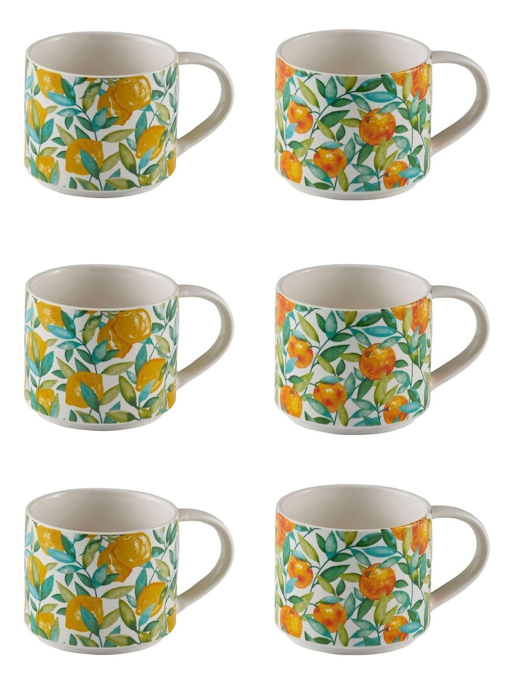 Price & Kensington. Set of 6 Yellow Lemon & Orange Trail Mugs - Image 3 of 3