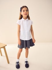White Long Sleeve Scalloped Lace Trim School Blouse (3-14yrs) - Image 2 of 9