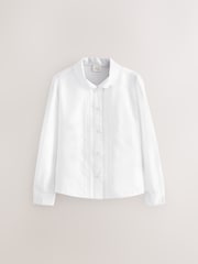 White Long Sleeve Scalloped Lace Trim School Blouse (3-14yrs) - Image 6 of 9