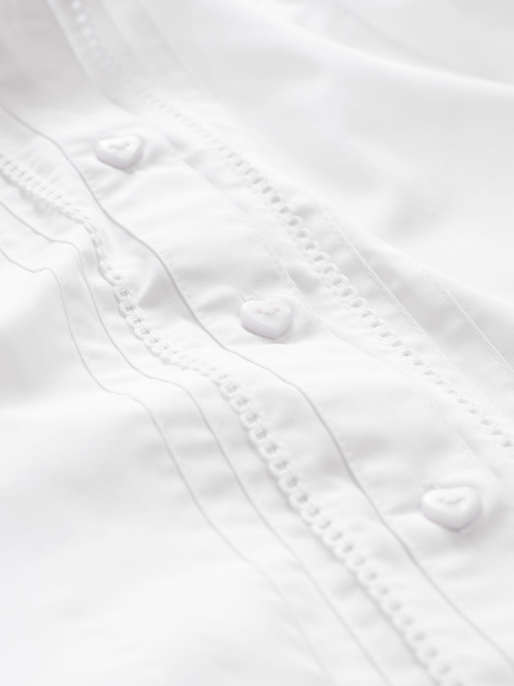 White Long Sleeve Scalloped Lace Trim School Blouse (3-14yrs) - Image 9 of 9