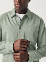 Green Twill Single Pocket Shacket Overshirt - Image 3 of 7