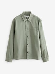 Green Twill Single Pocket Shacket Overshirt - Image 5 of 7