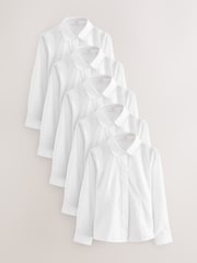 White 5 Pack Long Sleeve Fitted School Shirts (3-17yrs) - Image 1 of 4