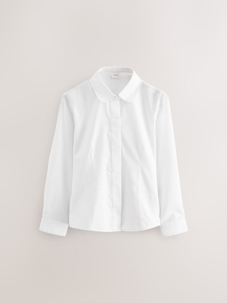 White 5 Pack Long Sleeve Fitted School Shirts (3-17yrs) - Image 2 of 4