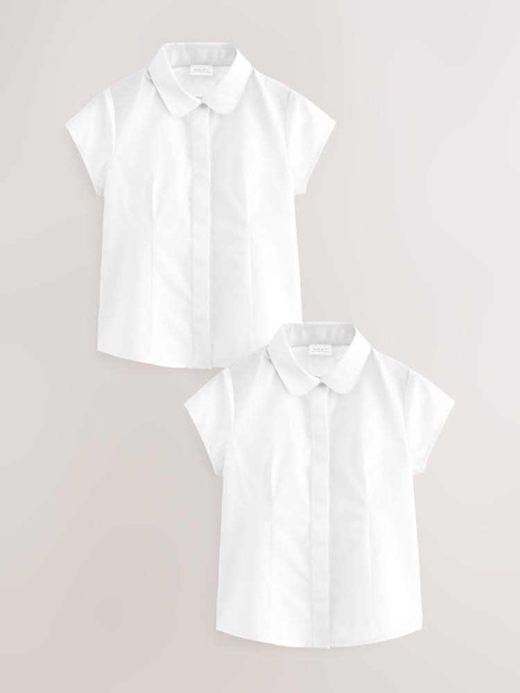 Blanc - Lot de 2 Manches courtes Chemises scolaires ajustées (3-17ans) - Image 1 of 4