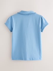 Blue Girls Cotton Stretch Frill Collar School Polo Tops 2 Pack (3-16yrs) - Image 6 of 6