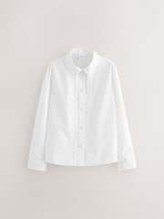 White Long Sleeve Lace Trim School Blouses 2 Pack (3-14yrs) - Image 2 of 4