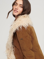 Superdry Brown Crop Quilt Line Afghan Jacket - Image 4 of 6