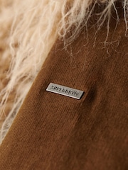 Superdry Brown Crop Quilt Line Afghan Jacket - Image 6 of 6