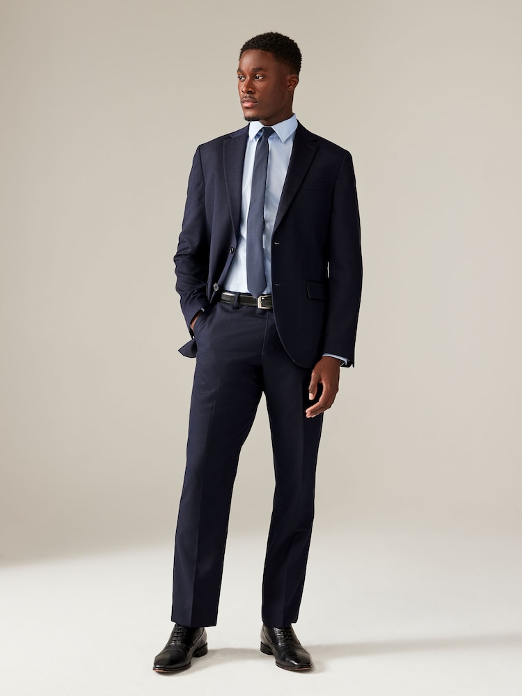 Bleu marine - Ajustement régulier - Pantalon de costume texturé - Image 3 of 8