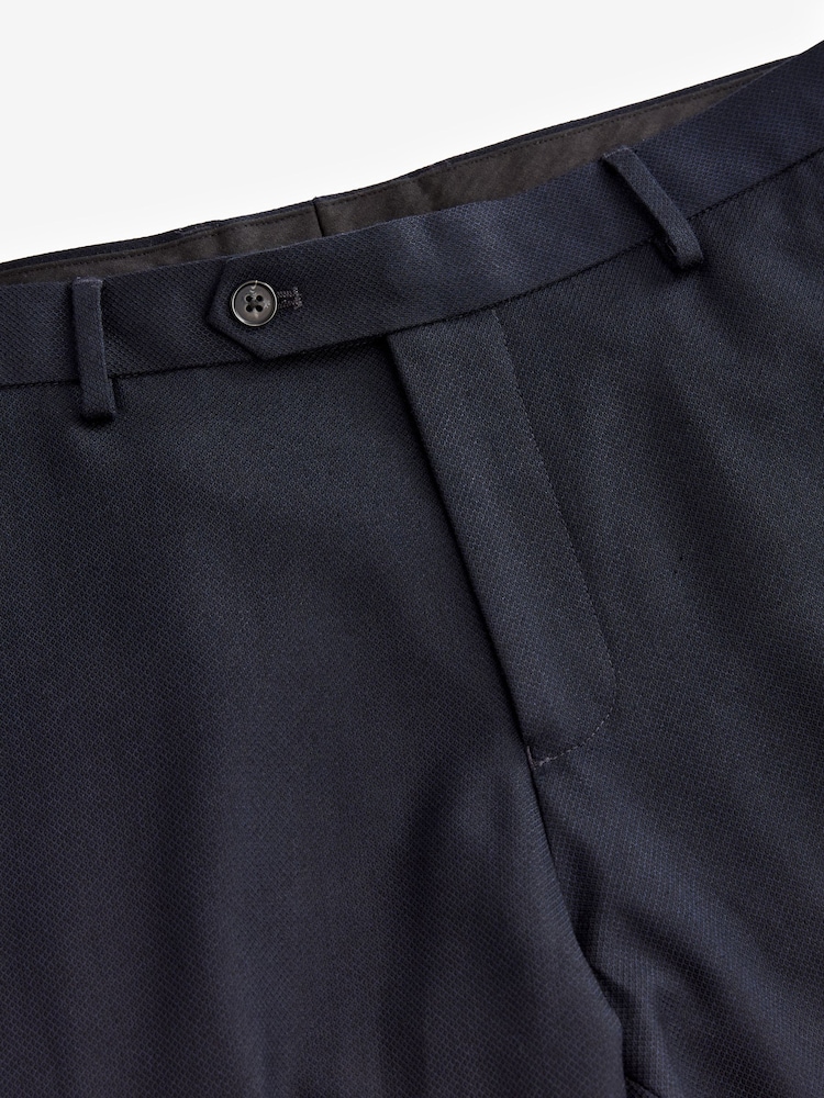Bleu marine - Ajustement régulier - Pantalon de costume texturé - Image 6 of 8