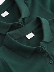 Green Regular Fit 100% Cotton Short Sleeve Polo Shirts 2 Pack (3-16yrs) - Image 5 of 5