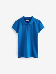 Bright Blue Regular Fit 100% Cotton Short Sleeve Polo Shirts 2 Pack (3-16yrs) - Image 2 of 5