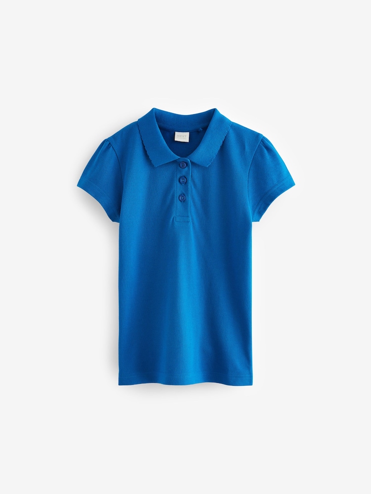 Bright Blue Regular Fit 100% Cotton Short Sleeve Polo Shirts 2 Pack (3-16yrs) - Image 2 of 5