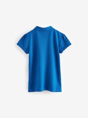 Bright Blue Regular Fit 100% Cotton Short Sleeve Polo Shirts 2 Pack (3-16yrs) - Image 4 of 5