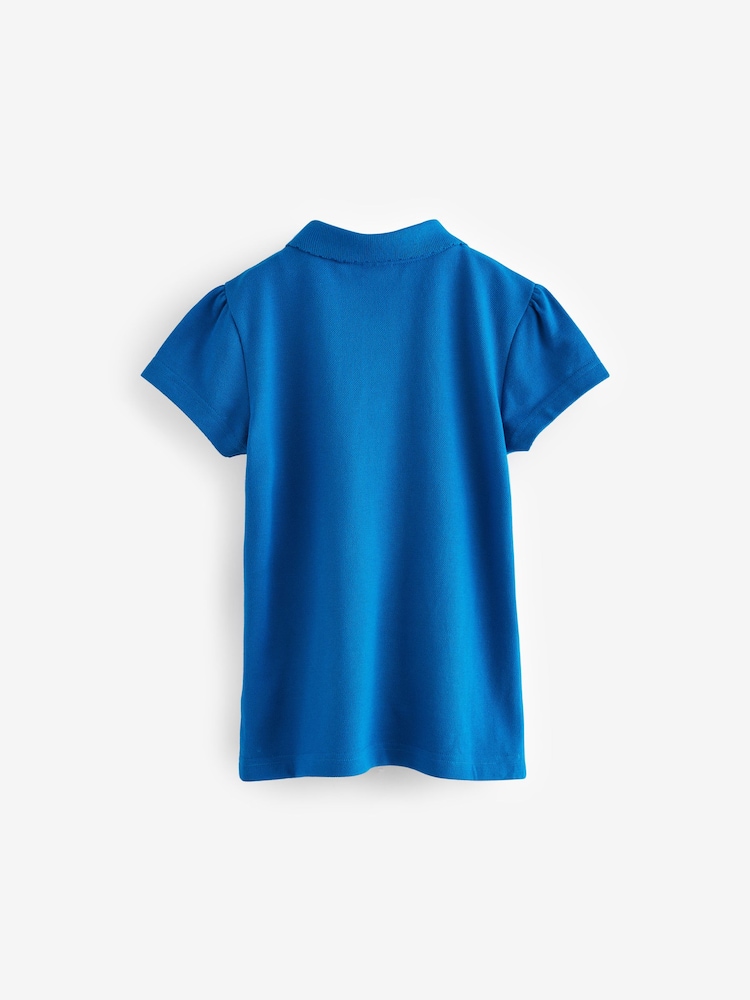 Bright Blue Regular Fit 100% Cotton Short Sleeve Polo Shirts 2 Pack (3-16yrs) - Image 4 of 5